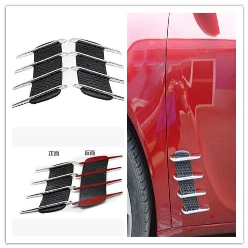 2Pcs Cool Chrome Shark Gills 3D Car Stickers Side Vent Air Flow Sticker for Honda Sports Ridgeline NeuV S660 Project D M