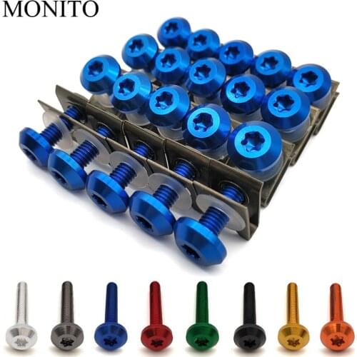 20pcs For YAMAHA XT250 TRICKER DT230 DT 125 230 LANZA KAWASAKI Motorcycle Custom Fairing Body Bolt Screw Spring Bolts Nut Kit M6