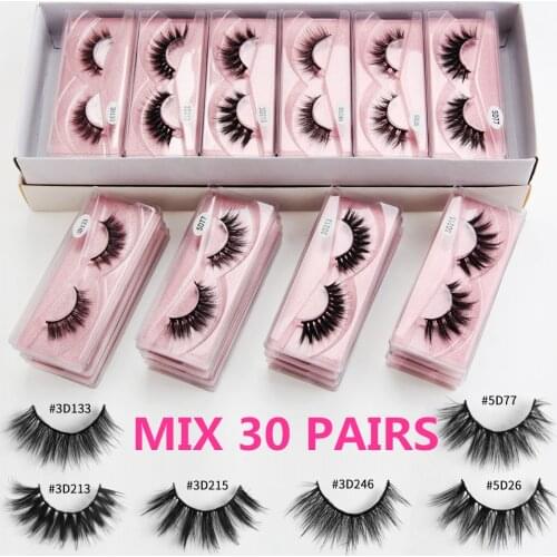 30 Pairs Eyelashes Wholesale 3D Mink Lashes Mix Natural False Eyelashes soft Set faux cils Bulk Makeup wholesale lashes in bulk