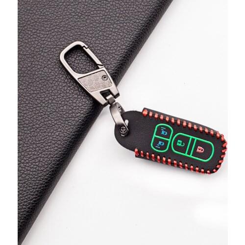4 Buttons Luminous leather remote key case Motorcycle Key cover For Honda n-a N-BOX wagon N Plus 2018