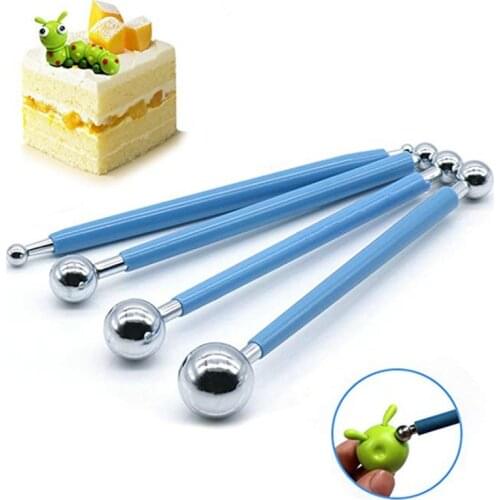 4Pcs Fondant Tools Metal Ball Baking Fondant Cake Decorating Sugarcraft Gumpaste Modelling Mold DIY Cake Tool