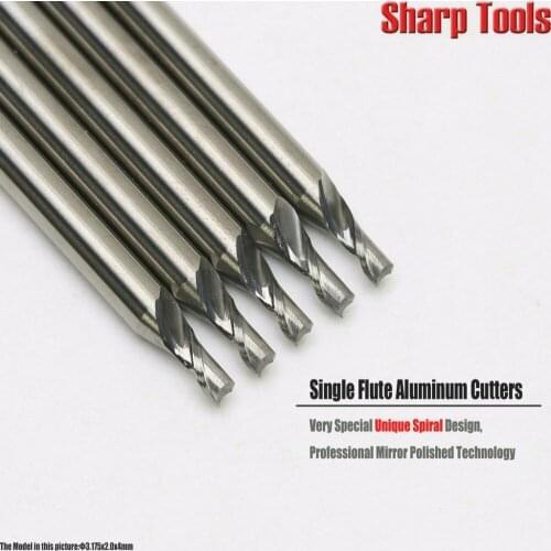 5pcs 3.175x2x4mm Single Flute Aluminum Milling Cutter Tools Tungsten Carbide Spiral Micro CNC Router Bits for Aluminium Cutting