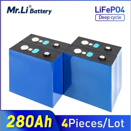4PCS 3.2V 280Ah lifepo4 battery cell 4pcs Rechargeable 24V Solar Energy Storage Solar power system UPS supply EU US TAX FREE