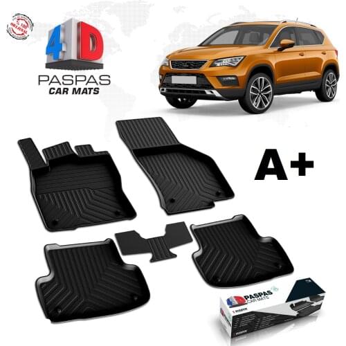 FOR SEAT ATECA BRAND CAR CUSTOM DESIGN RUBBER MAT BLACK COLOR SUV SLIP-RESISTANT OUTSOLE NEW SEASON 2016 2017 2018 2019 2020 2021 MODEL