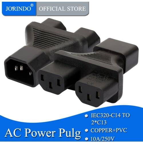JORINDO IEC 320 3Prong Male to 2 Female Y type Power split adapter IEC 320 C14 Male to 2xC13 Female Y spliter adapter