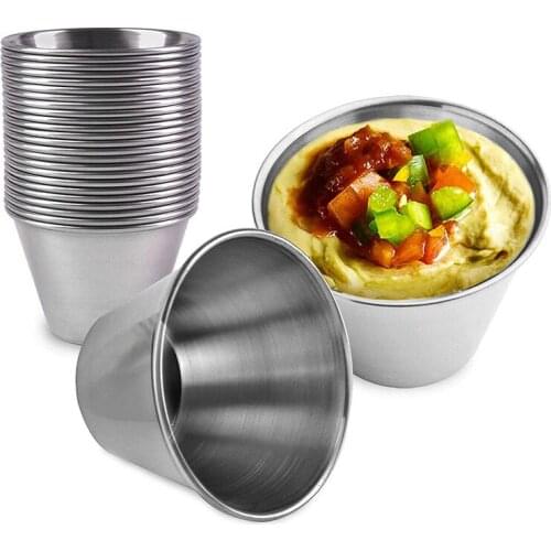 Stainless Steel Sauce Cup Condiment Tomato Fries Snack Container Dipping Bowl Home Party Tableware Tools Kitchen Supplies