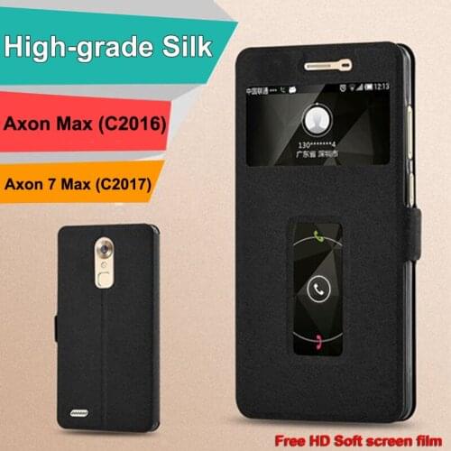 Open window PU leather case For ZTE AXON MAX C2016 cover C 2016 phone case For ZTE Axon7 AXON 7 MAX C2017 flip case back cover