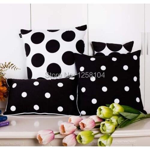 Black and White Dot Cushion Cover Throw Pillow Cover Home Decoration Sofa Office Decorative Pillow Case Kids Gift