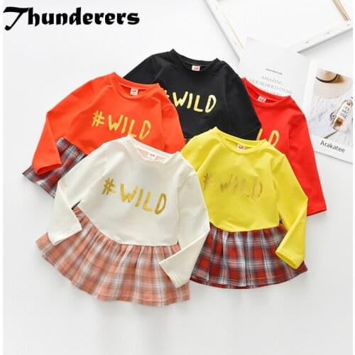 Thunderers Spring Autumn Kids Princess Dress For Girl Long Sleeve Printed Letter Children Party Dresses Fashion Girl Dresses