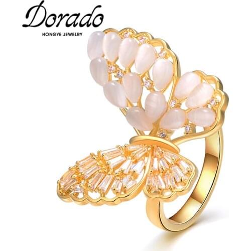 Dorado New Luxury Exquisite Butterfly Open Adjustable Rings For Women Party Metal Female Finger Ring Fashion Jewelry Anniversary