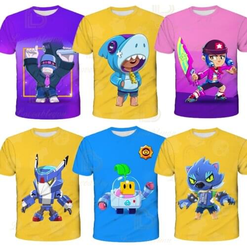 2020 New 3D Printed Tshirt Kids Fashion Browls Crow Hot Game Star T-shirt Boy 8-bit Spike Tees Girl Tops Browl Clothes Gift