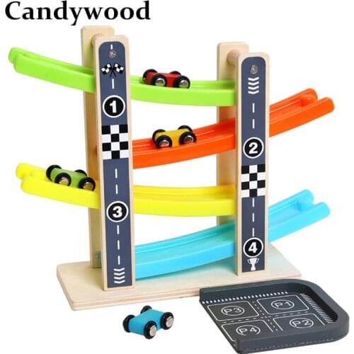 Baby Car Toys Diecast Funny Speeding Cars Track Gliding Car kids Educational Development Classic Wooden Toys for Boys Gift