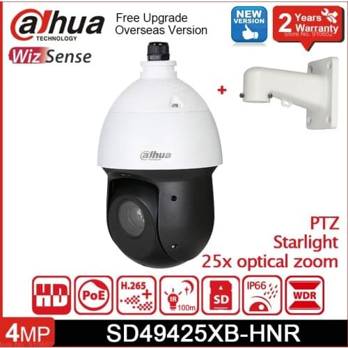 Dahua PTZ Camera SD49425XB-HNR 4MP 25x optical zoom Starlight IR 100m WizSense POE+ IP66 Network Camera English Version