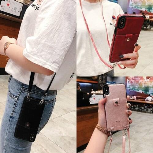 Crossbody chain bag lanyard simple card wallet leather phone case for iphone 11 pro max case 12 pro 12mini 6 7 8 Plus XS MAX XR