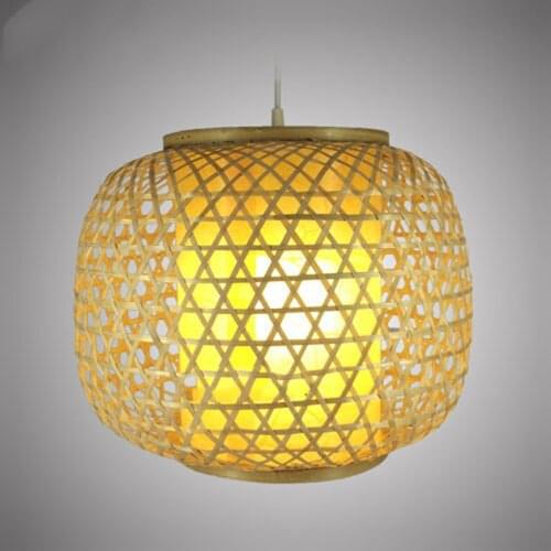 Handmade Bamboo Weaving Round Pendant Light Work Hand Knitted Craft Suspension Lamp Simple Parlor Study Hotel home lighting G018