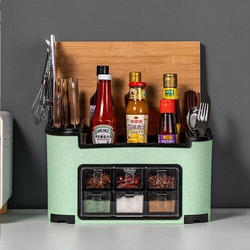 Kitchen Storage Organizer Spice Box Household Salt Sugar Seasoning Storage Box Combination Seasoning Jar Bottle Household Shelf