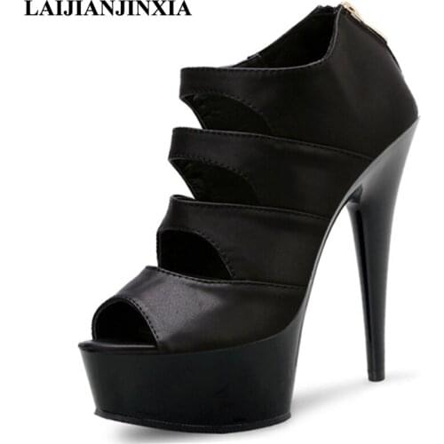LAIJIANJINXIA New Night Club Wedding Party Sexy Peep Toe Womens 15cm High Heels Pole Dance Shoes Platform Sandals Dancing Shoes
