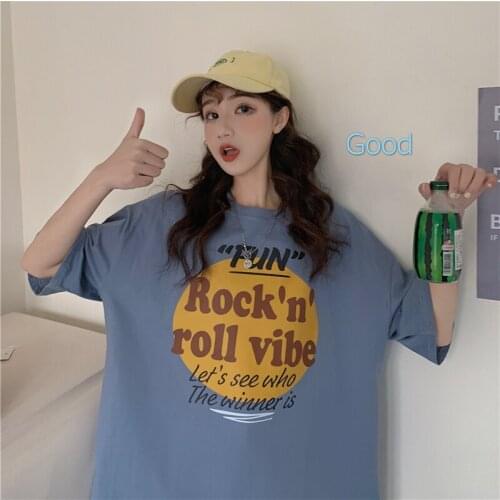 Summer Girl Creative English Sentences Short-Sleeved Cotton Top Loose And Leisurely Short Tee For Women In Summer