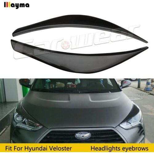 LP Style For Hyundai Veloster 1.6L 1.6T Carbon Fiber Wide Body Headlight Eyebrow CF Bumper Eyelid Auto Body Kit eyebrows 1pair