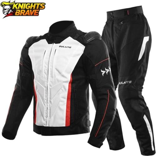 Motorcycle Jacket Summer Breathable Motobiker Riding Jacket + Motorcycle Pants Suit Breathable Mesh Jacket Moto Pants Suit Black