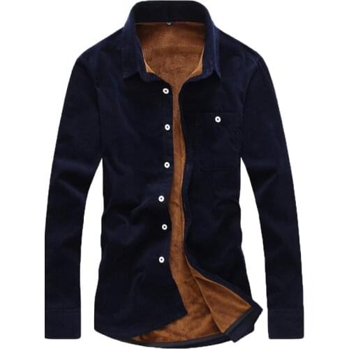 Winter Mens Thick Velvet Warm Long sleeve Lapel Casual Thickening Flannel Lining Warm Casual Shirt Large Size 5XL