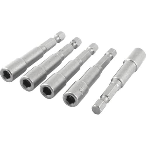 UXCELL 5 Pcs 1/4" Shank 5.5mm Hex Socket Spanner Nut Setter Driver Bit 11 x 65mm Total Size
