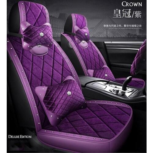 Car Seat Cushion, Comfortable Car Interior Seat Cover Pad Natural Rhinestones Swan plush for peugeot 206 207 307 408 fit winter