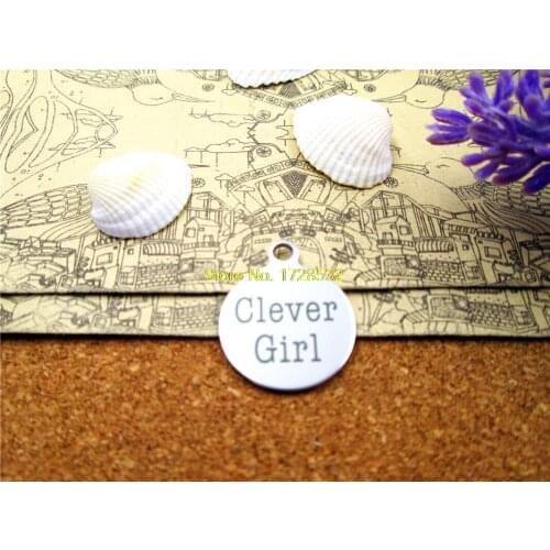 20pcs--stainless steel charms "clever girl" 5 style for choosing DIY Charms Pendants