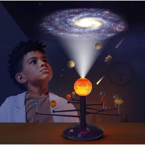 Colorful Solar System Sky Projector LED Rotating Voice Control Music Player Techology DIY Planetarium Model STEAM Education Toys