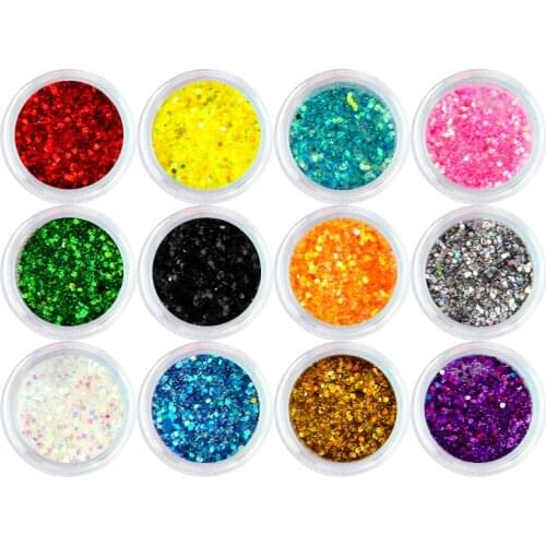 12 Colors Nail Flash Powder Laser Diamond Nail Arts Paint Coating Art Tools Shiny Metal Pigment Glitter Powder Flash Shining Set
