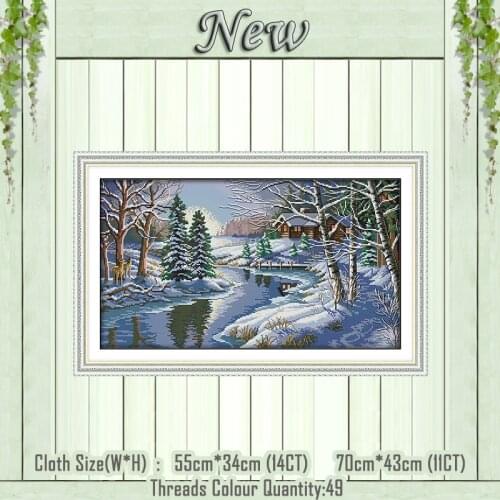 Snowscape winter scenery diy painting counted print on the canvas DMC 11CT 14CT kits NKF Cross Stitch embroidery needlework Sets