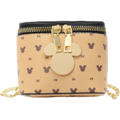 Disney Korean version handbag hot style cartoon Mickey Mouse children girls shoulder messenger square bucket change bag