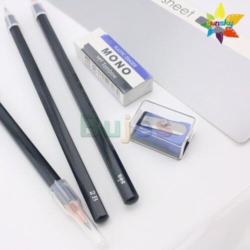 Tombow Mono Exam Test Pencils set,3 MONO Mark Sheet 2B Pencils,1 MONO Plastic Eraser,1 Sharpener,1 Clear Pencil Case Sleeve