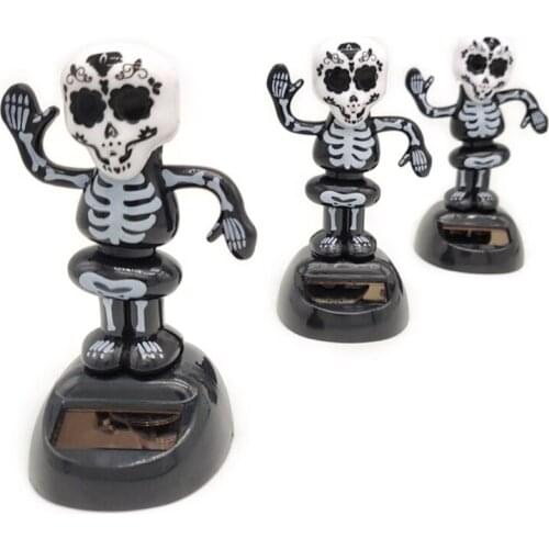 Car Ornaments Halloween Shook Head Doll Solar Powered Bobble Dancer Automobiles Interior Accessories Car Dashboard Decor Toys