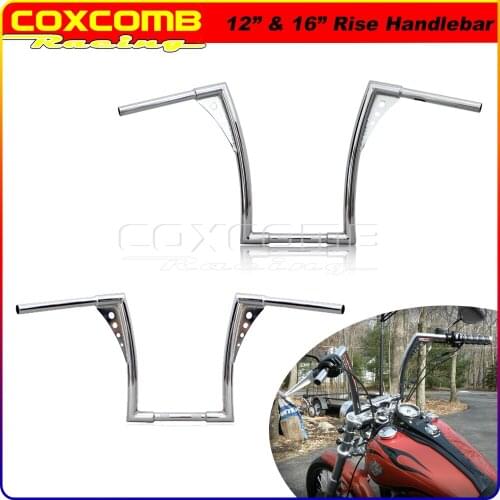 12" 16" Universal Motorbike Handlebar 1-1/4" Fat Bar for Harley Sportster XL Cafe Racer Suzuki Bobber Chopper Scrambler APE Bar