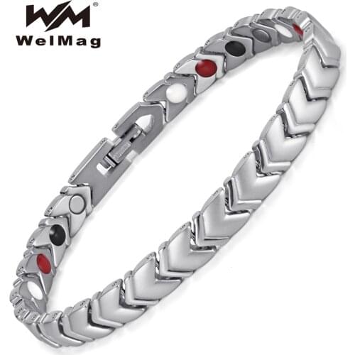 Welmag Titanium Healing Power Charm Bracelet Bangles For Women Jewelry Arrow Style With 4 Elements Magnetic Couples Accessories