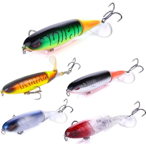 Whopper Popper 10cm 13g Topwater Fishing Lure Artificial Hard Bait 3D Eyes Plopper Rotating Tail Fishing Tackle Pesca