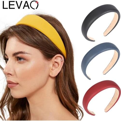 LEVAO New PU Leather Headband Elegant Hairband Bezel Turban Bohemia For Women Girls Hair Accessories Solid Color Hair Hoop