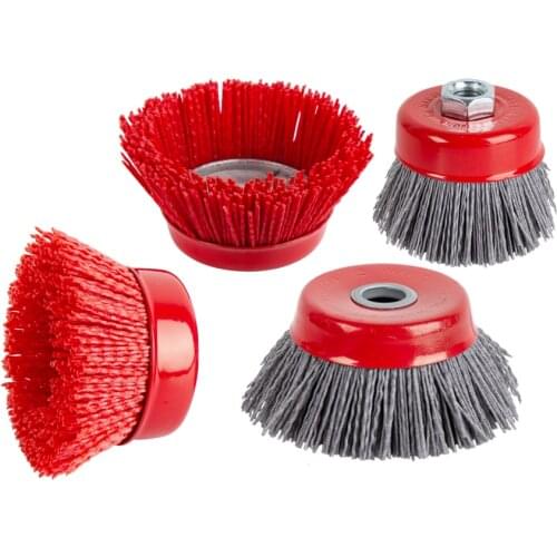 1 piece 75* M14 Cup Nylon Abrasive Brush Wheel Pile Polymer-abrasive 100*16 mm for Angle Grinder Tool