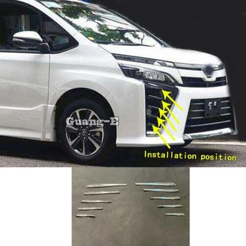 For Toyota Noah Voxy 80 Series 2014 2015 2016 2017 2018 Car Sticker Detector Trim Front Head Fog Light Lamp Frame 10pcs