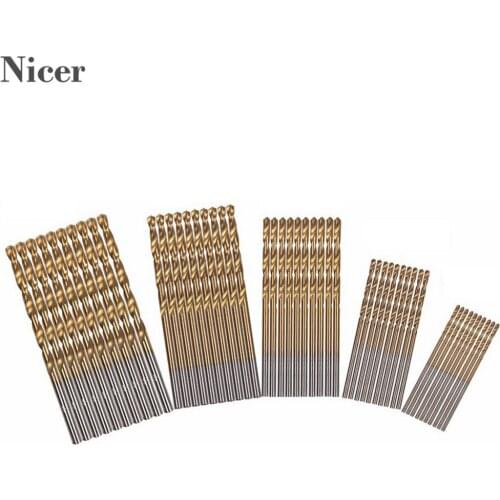 100PCS Titanium Plated Straight Shank Twist Drill Set 1-3MM High Speed Steel HSS Twist Drill Bit 1.0-3.0MM Tools Accessories