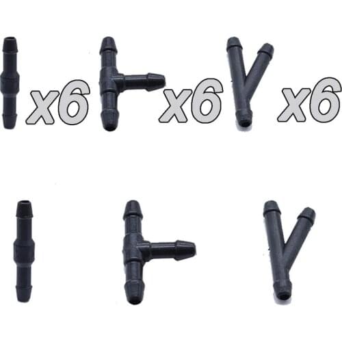 18pcs T Y I Type General Motors Spray Pipe Wiper Rear Glass Water Pipe Antifreeze Rubber Hose Tee Straight Cleaning Joint