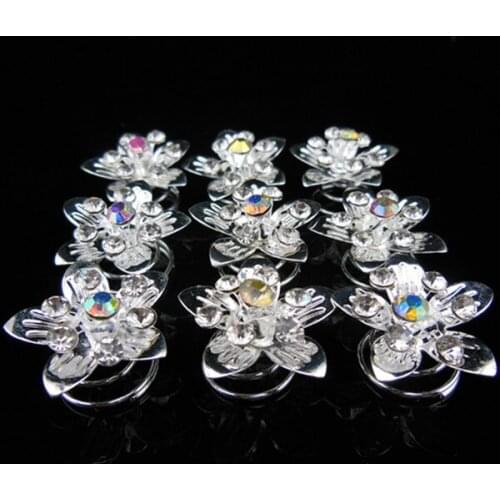 200 Pcs Bridal Wedding Prom Crystal Rhinestone Flower Hair Twists Spins Pins