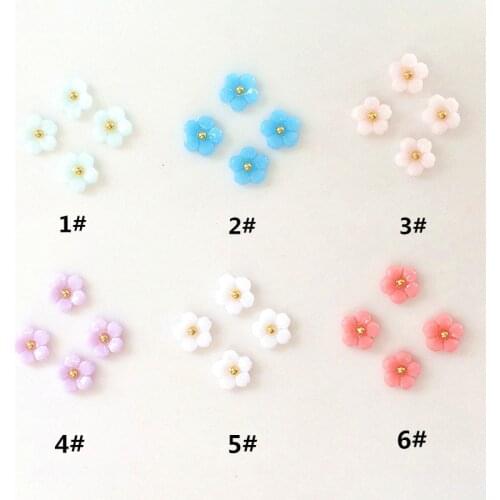 50pcs/pack Japan Korea Alloy Nail Art Parts Candy Colorful Resin Flowers Metal DIY Accessories for Phototherapy Nail Sticker DIY