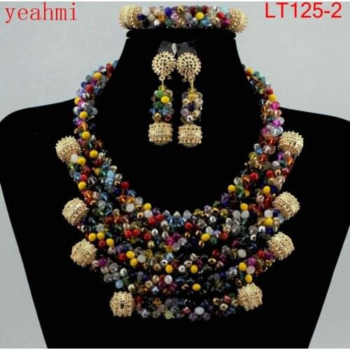 African Beads Jewelry Set Crystal Bride Nigerian Wedding Women Costume Jewellery Set 2020 Free Shipping LT125-1