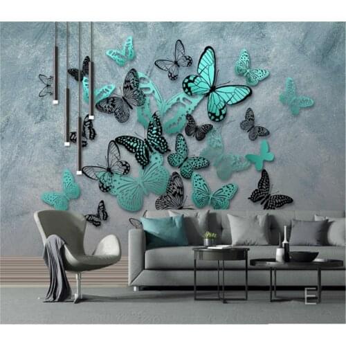 Beibehang custom wallpaper hand-painted 3D stereo butterfly nostalgic background wall living room bedroom hotel mural photo