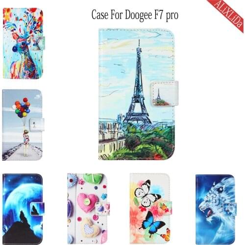 Case For Doogee F7 pro Case Fashion Cartoon Pattern High Quality leather protective cover Mobile phone bag