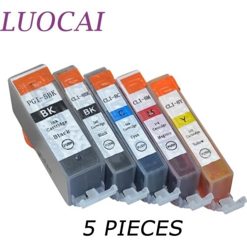 LuoCai 5 PCS Ink Cartridges Compatible For Canon PGI-5 CLI-8 PIXMA iP3300 iP4200 iP4300 iP4500 iP5200 iP5200R iP5300 Printers