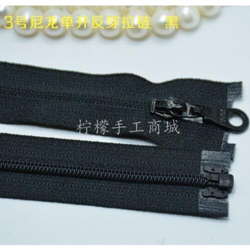 YKK zipper 3rd nylon reverse zipper 40-70cm black-thin coat
