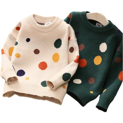 Baby Knitted Tops New 2020 Autumn Winter ChildrenS Clothing 2 3 4 6-10 Years Toddler Kids Dots Print Pullover Sweater For Girls